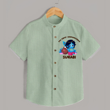 My First Janmashtami Special Shirt | Custom Personalized Baby Outfit - MINT GREEN - 0 - 6 Months Old (Chest 23")