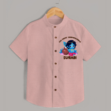 My First Janmashtami Special Shirt | Custom Personalized Baby Outfit - PEACH - 0 - 6 Months Old (Chest 23")