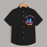 My First Janmashtami Special Shirt | Custom Personalized Baby Outfit - BLACK - 0 - 6 Months Old (Chest 23")