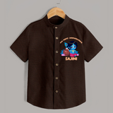 My First Janmashtami Special Shirt | Custom Personalized Baby Outfit - CHOCOLATE BROWN - 0 - 6 Months Old (Chest 23")