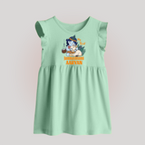 My First Janmashtami Baby Frock | Personalized Baby Frock for Janmashtami - MINT GREEN - 0 - 3 Months Old (Chest 17")