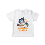 My First Janmashtami T-shirt | Personalized Baby T-shirt for Janmashtami - WHITE - 0-5 Months Old (Chest 17")