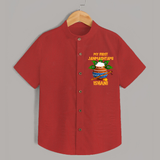 Krishna's Little Devotee My First Janmashtami Shirt | Custom Baby Shirt for Krishna's Day - RED - 0 - 6 Months Old (Chest 23")