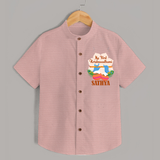 My Little Krishna's First Krishnashtami Shirt | Custom Baby Outfit for Krishna's Day - PEACH - 0 - 6 Months Old (Chest 23")