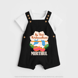 My Little Krishna's First Krishnashtami Dungaree Set | Custom Baby Outfit for Krishna's Day - BLACK - 0 - 5 Months Old (Chest 18")