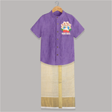 My Little Krishna's First Krishnashtami Shirt and Dhoti | Custom Baby Outfit for Krishna's Day - ROYAL PURPLE - 0 - 6 Months Old (Chest-23") (Dhoti length-14")