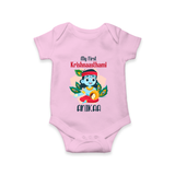 My First Krishnashtami Special Romper/Onesie | Custom Baby Romper/Onesie for the Festival - BABY PINK - New Born (Chest 14")