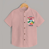 My First Krishnashtami Special Shirt | Custom Baby Shirt for the Festival - PEACH - 0 - 6 Months Old (Chest 23")