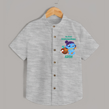 Krishna's Little Devotee My First Krishnashtami Shirt | Personalized Baby Outfit - GREY - 0 - 6 Months Old (Chest 23")
