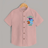 Krishna's Little Devotee My First Krishnashtami Shirt | Personalized Baby Outfit - PEACH - 0 - 6 Months Old (Chest 23")