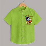 Krishna's Blessings My First Krishnashtami Shirt | Custom Personalized Baby Outfit - LIME GREEN - 0 - 6 Months Old (Chest 23")