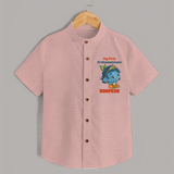 My First Krishnashtami Festive Shirt | Personalized Baby Shirt for Krishna's Birth - PEACH - 0 - 6 Months Old (Chest 23")