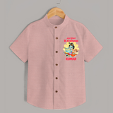 Jai Shri Krishna Shirt | Custom Baby Shirt Celebrating Lord Krishna - PEACH - 0 - 6 Months Old (Chest 23")