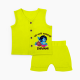 Meri Pehli Janmashtami Special Jabla Set | Personalized Baby Outfit for Krishna Jayanthi - LIME GREEN - 0 - 3 Months Old (Chest 9.8")