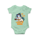 Meri Pehli Janmashtami Romper / Onesie | Custom Baby Romper / Onesie for Your Little One's First Krishna Festival - MINT GREEN - New Born (Chest 14")