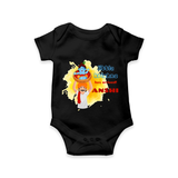 Little Krishna Has Arrived Romper | Personalized Baby Romper for Krishna Devotees - BLACK - New Born (Chest 14")