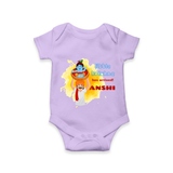 Little Krishna Has Arrived Romper | Personalized Baby Romper for Krishna Devotees - LILAC - New Born (Chest 14")