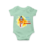 Little Krishna Has Arrived Romper | Personalized Baby Romper for Krishna Devotees - MINT GREEN - New Born (Chest 14")
