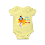 Little Krishna Has Arrived Romper | Personalized Baby Romper for Krishna Devotees - PASTEL YELLOW - New Born (Chest 14")