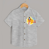 Little Krishna Has Arrived Shirt | Personalized Baby Shirt for Krishna Devotees - GREY - 0 - 6 Months Old (Chest 23")