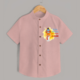 Little Krishna Has Arrived Shirt | Personalized Baby Shirt for Krishna Devotees - PEACH - 0 - 6 Months Old (Chest 23")