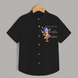 Mukunda Mukunda Krishna Shirt | Custom Baby Shirt for Krishna Enthusiasts - BLACK - 0 - 6 Months Old (Chest 23")