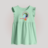 Achyutam Keshavam Krishna Damodaram Baby Frock | Personalized Baby Frock for Krishna Fans - MINT GREEN - 0 - 3 Months Old (Chest 17")