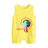 Achyutam Keshavam Krishna Damodaram Romper Suit | Personalized Baby Romper Suit for Krishna Fans - PASTEL YELLOW - 0 - 5 Months Old (Chest 18")