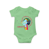 Achyutam Keshavam Krishna Damodaram Romper | Personalized Baby Romper for Krishna Fans - GREEN - New Born (Chest 14")