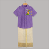 Mother's Mischievous Little Krishna Shirt And Dhoti | Custom Baby Shirt And Dhoti for Krishna's Little One - ROYAL PURPLE - 0 - 6 Months Old (Chest-23") (Dhoti length-14")