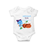 Little Butter Thief Romper | Personalized Baby Romper for Krishna Lovers - WHITE - New Born (Chest 14")