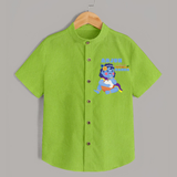 Cutest Kanna Shirt | The Most Adorable Form of Baby Krishna - LIME GREEN - 0 - 6 Months Old (Chest 23")