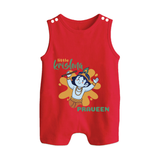 Little Krishna Romper Suit | Personalized Baby Romper Suit for Krishna Devotees - RED - 0 - 5 Months Old (Chest 18")