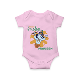 Little Krishna Romper | Personalized Baby Romper for Krishna Devotees - BABY PINK - New Born (Chest 14")