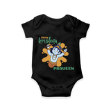 Little Krishna Romper | Personalized Baby Romper for Krishna Devotees - BLACK - New Born (Chest 14")