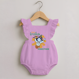 Little Krishna Romper Frock | Personalized Baby Romper Frock for Krishna Devotees - BABY PINK - 0 - 3 Months Old (Chest 19")