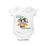 Little Krishna Romper | Personalized Baby Romper for Krishna Devotees - WHITE - New Born (Chest 14")