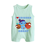 I Love Krishna Romper Suit | Custom Baby Romper Suit for Krishna Fans - MINT GREEN - 0 - 5 Months Old (Chest 18")