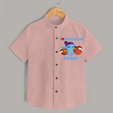 I Love Krishna Shirt | Custom Baby Shirt for Krishna Fans - PEACH - 0 - 6 Months Old (Chest 23")