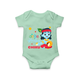 Cute Krishna Romper | Personalized Baby Romper for Krishna Lovers - MINT GREEN - New Born (Chest 14")