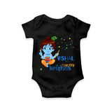 Naughty Krishna Romper | Custom Baby Romper for Krishna Enthusiasts - BLACK - New Born (Chest 14")