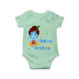 Naughty Krishna Romper | Custom Baby Romper for Krishna Enthusiasts - MINT GREEN - New Born (Chest 14")