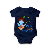 Naughty Krishna Romper | Custom Baby Romper for Krishna Enthusiasts - NAVY BLUE - New Born (Chest 14")