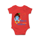 Naughty Krishna Romper | Custom Baby Romper for Krishna Enthusiasts - RED - New Born (Chest 14")