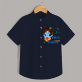 Naughty Krishna Shirt | Custom Baby Shirt for Krishna Enthusiasts - NAVY BLUE - 0 - 6 Months Old (Chest 23")