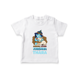 Animal Lover Krishna T-Shirt | Personalized Baby T-Shirt for Krishna Fans - WHITE - 0-5 Months Old (Chest 17")