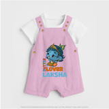 Butter Lover Dungaree Set | Personalized Baby Dungaree Set for Krishna Celebrations - BABY PINK - 0 - 5 Months Old (Chest 18")