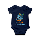 Butter Lover Romper | Personalized Baby Romper for Krishna Celebrations - NAVY BLUE - New Born (Chest 14")