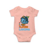 Butter Lover Romper | Personalized Baby Romper for Krishna Celebrations - PEACH - New Born (Chest 14")