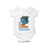 Butter Lover Romper | Personalized Baby Romper for Krishna Celebrations - WHITE - New Born (Chest 14")